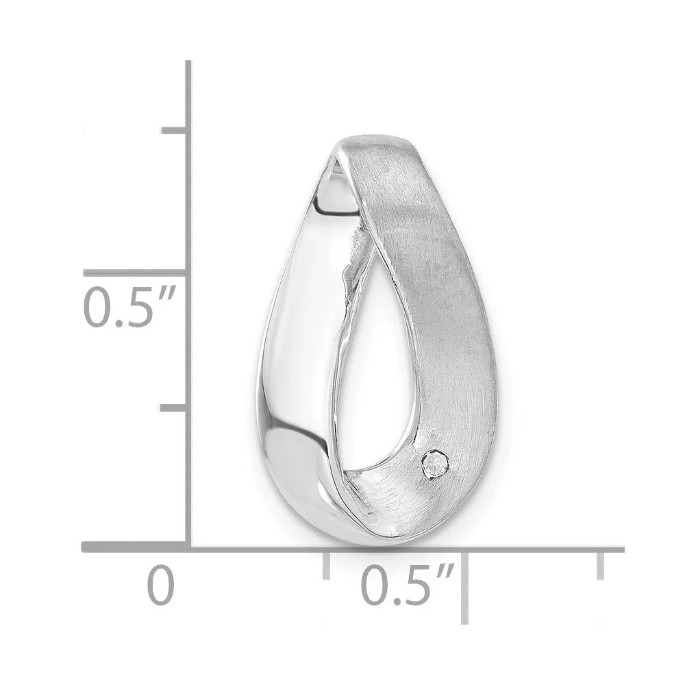 Sterling Silver Polished CZ Satin Twisted Link Chain Slide Pendant