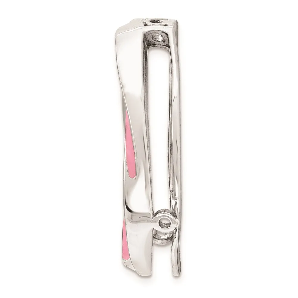 Sterling Silver Stackable Expressions Medium Pink Enameled Chain Slide