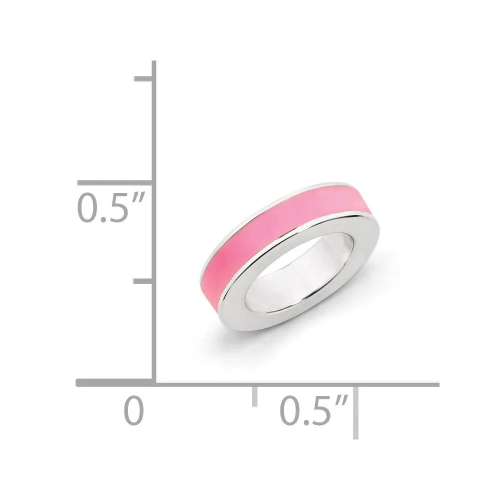 Sterling Silver Stackable Expressions Pink Enamel Pendant