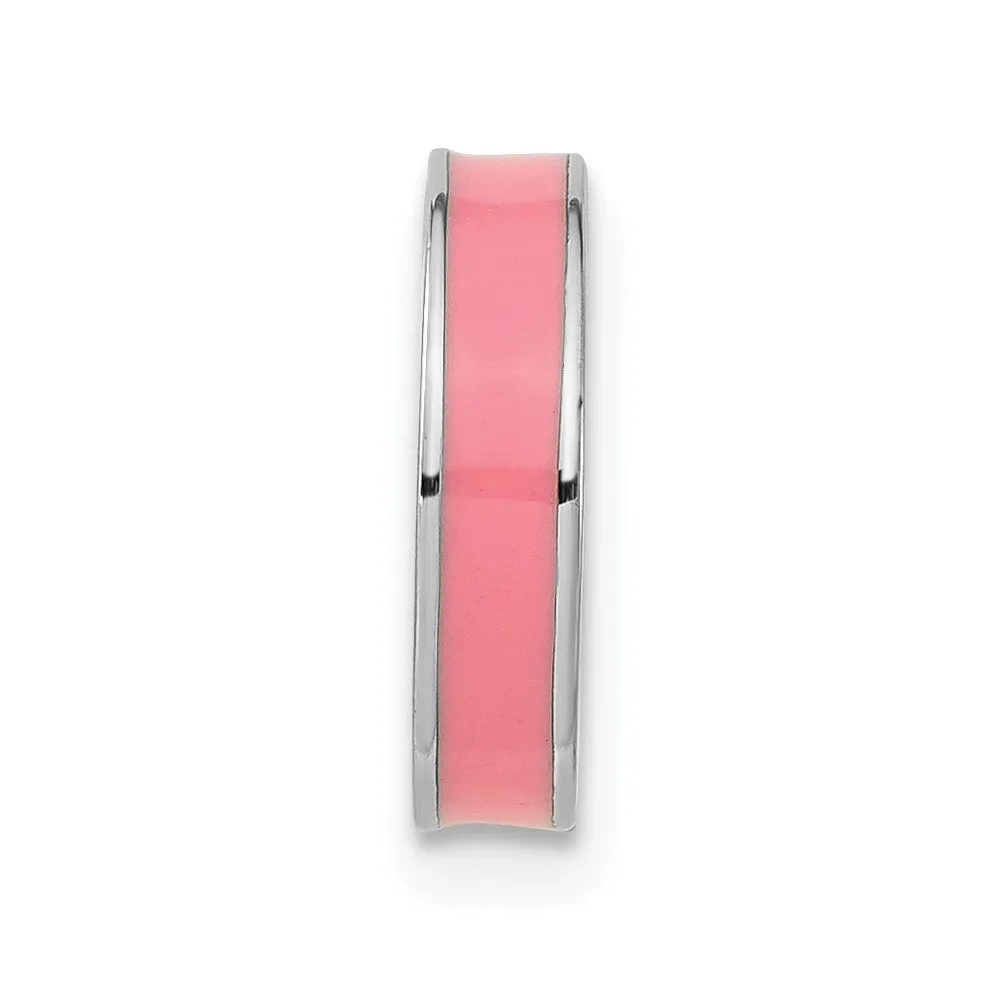 Sterling Silver Stackable Expressions Pink Enamel Pendant