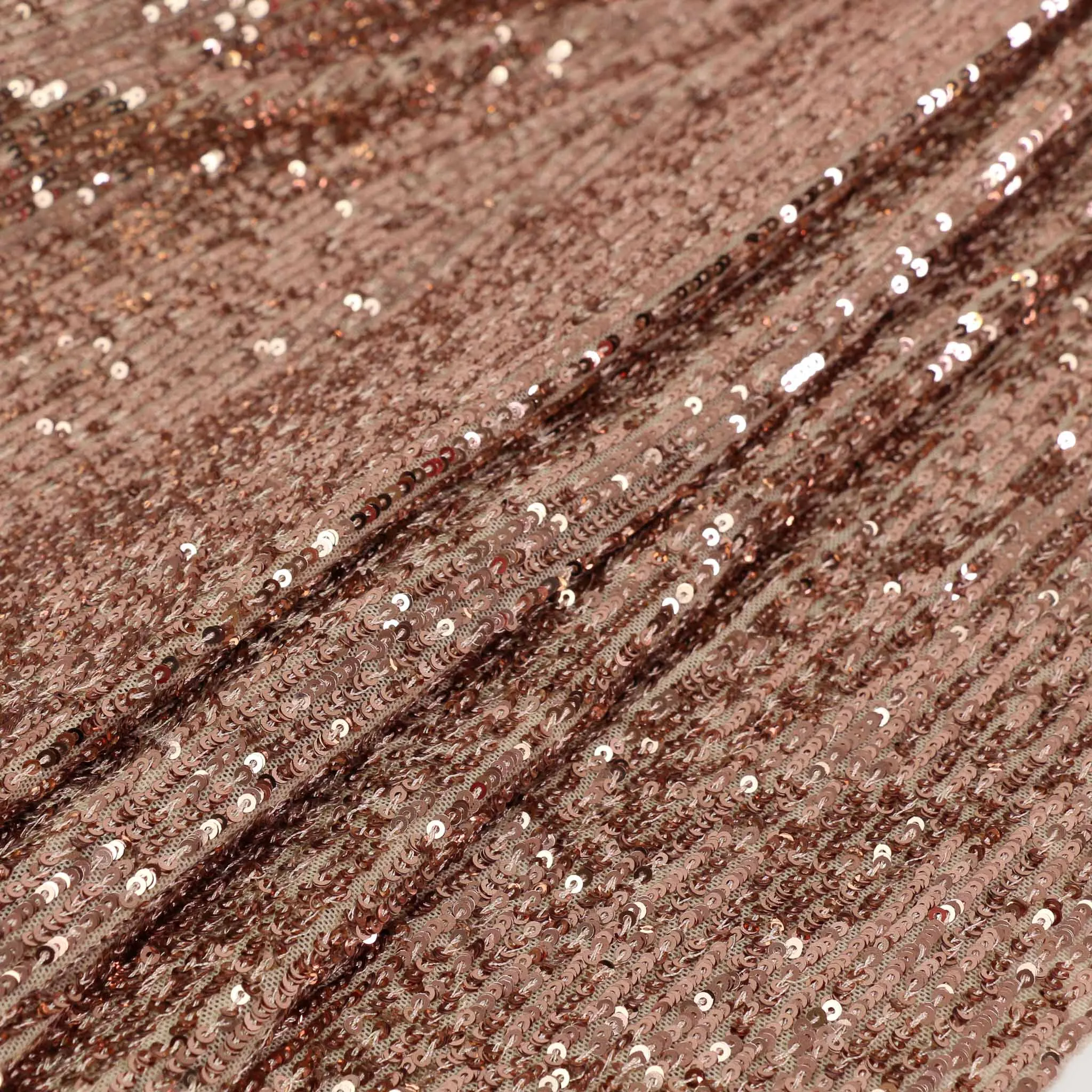 Stretchy Sequin Fabric - Rose Gold