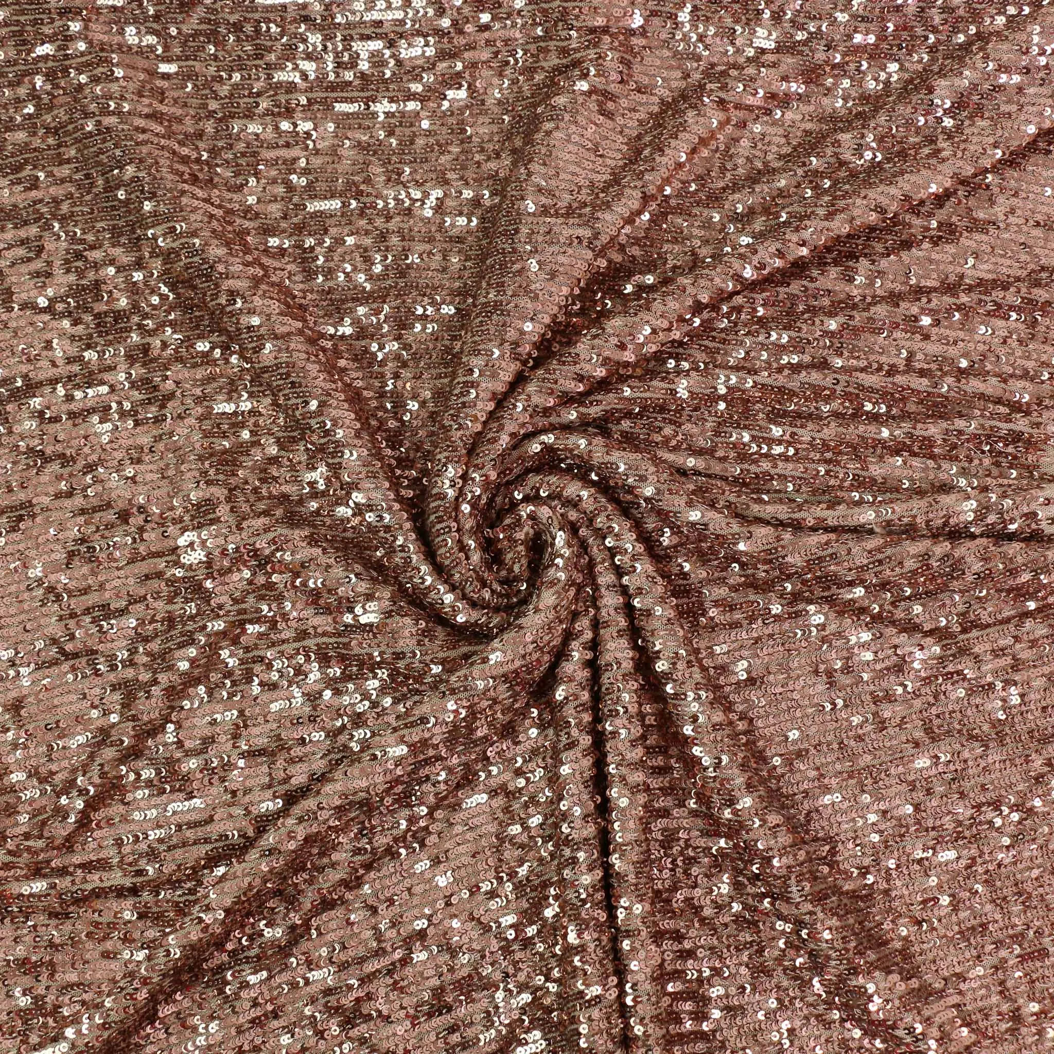 Stretchy Sequin Fabric - Rose Gold