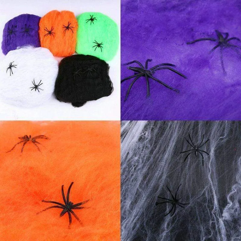 Stretchy Spider Web With Spider