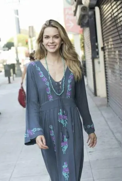 Thea Embroidered Maxi Dress Grey/Turquoise