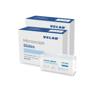 VE-P40 100 pcs Microscope Slides, Borosilicate Glass, Ground Edges, Double Frosted  &  100 pcs square glass covers.