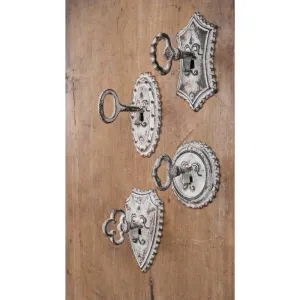 Vintage Key Metal Hooks - Set of 4
