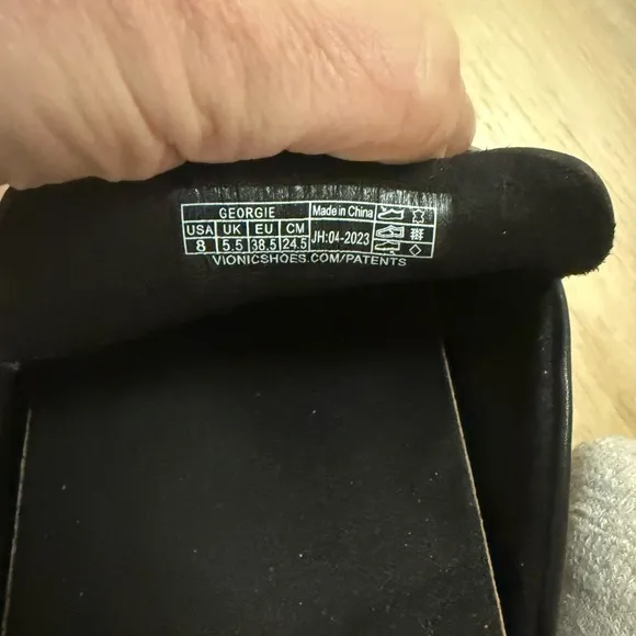 VIONIC Georgie Black Nappa Leather slides size 8